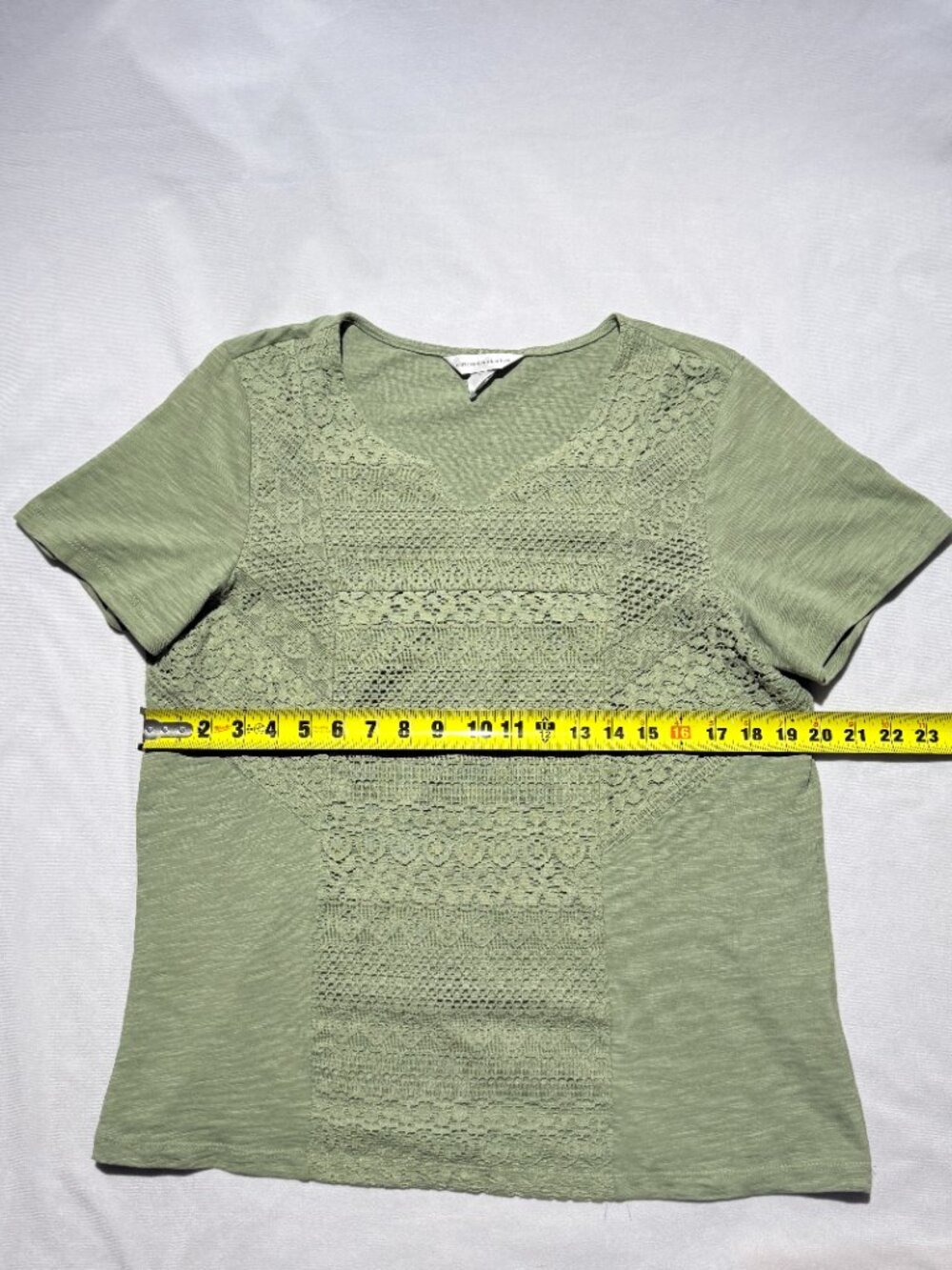 Christopher & Banks Womens Shirt Large Sage Green Cotton Lace - Picture 5 of 8